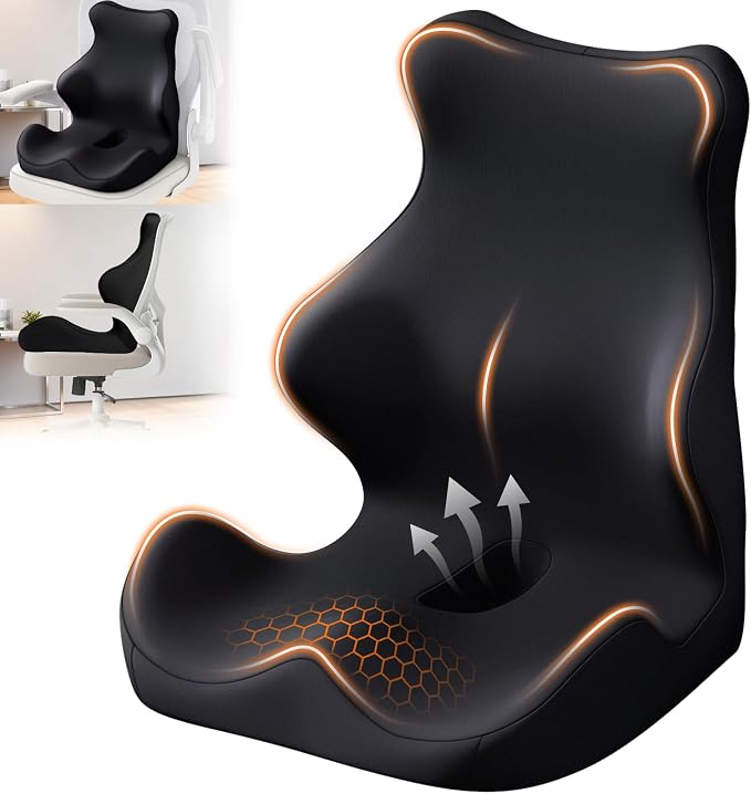 Seat Cushion with Back Support, Lumbar Support Pillow by JIPORIER