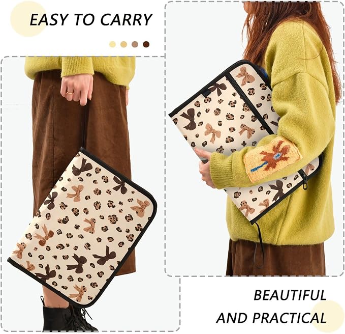 Expanding File Folder Leopard Print Cheetah Bow Pattern Accordion File - Image 2