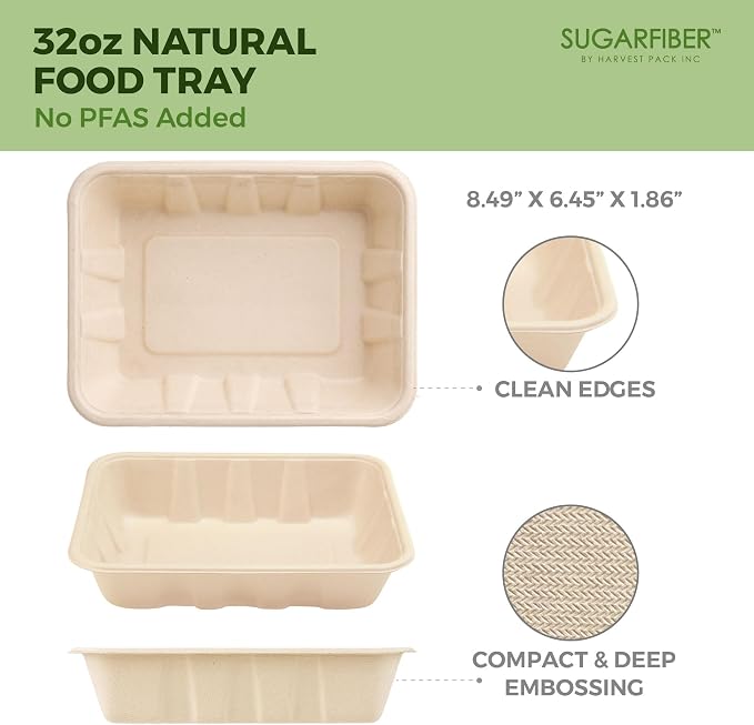 Harvest Pack 32 oz PFAS FREE Disposable Food Trays - Image 2