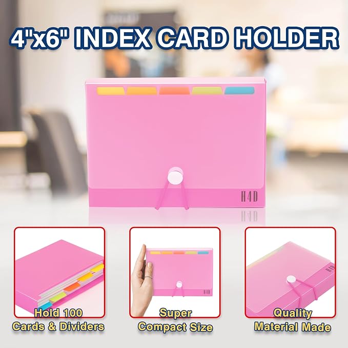 H4D 4x6 Index Card Case with 100 Heavyweight Ruled Index Cards and Dividers - Image 3