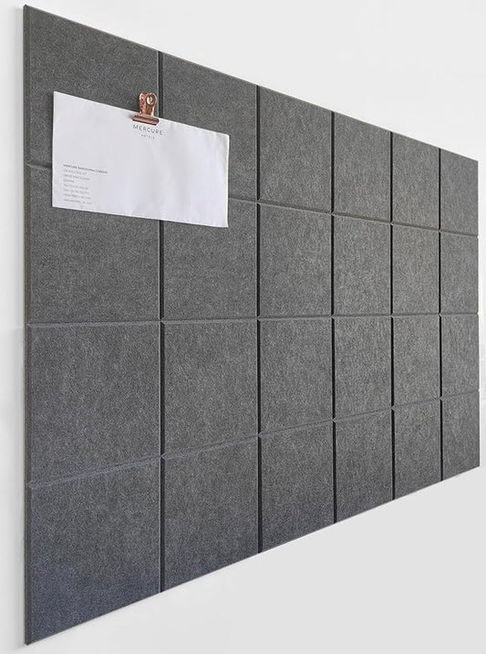 Cork Board 24 x36 Alternative - 6 Pack Felt Wall Tiles with Safe Removable Adhesive Tabs, Cork Boards for Walls Cork Board for Home Office Pin Board Tack Board - Gray-DeskLoop Office