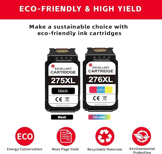 276XL Color & 275XL Black Ink Cartridge Combo Pack (2-Pack) - Replacement for Canon tr4700 Printer Ink Cartridges Compatible for Canon tr4700 tr4720 tr4722 ts3522 ts3500 ts3722 ts3720 ts3520 Ink-DeskLoop Office