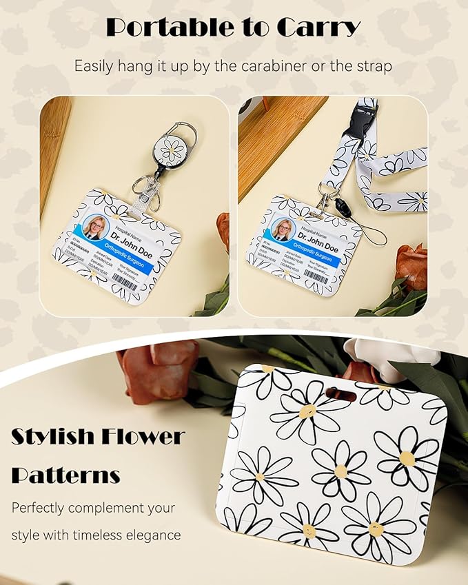Uniclife Fashionable Sliding Badge Holder Flower Pattern - Image 3