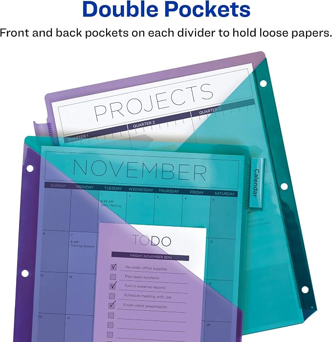 Avery Big Tab Insertable Plastic 2 Pocket Dividers - Image 7