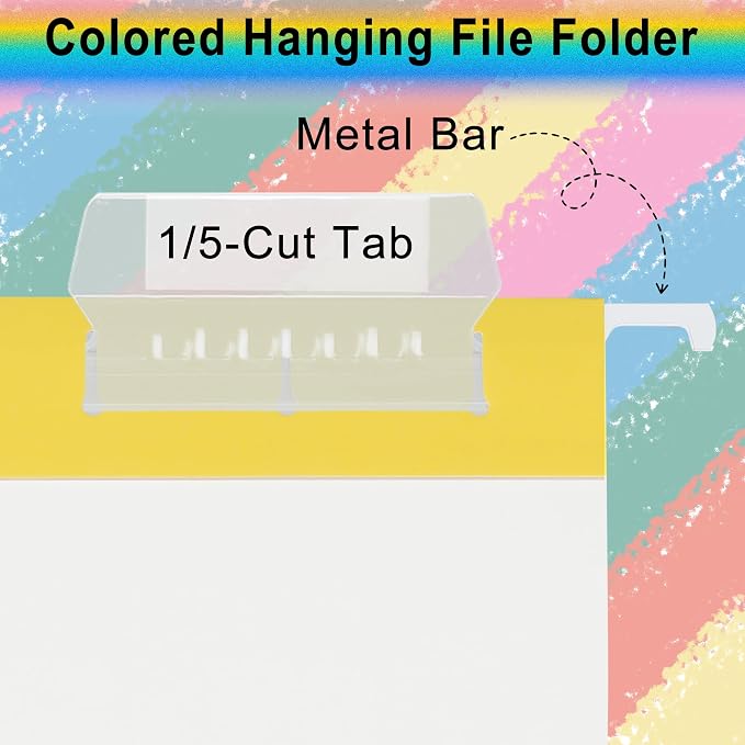 pmybupo Hanging File Folders, 25 Pack Yellow Letter Size Hanging File Folders - Image 3