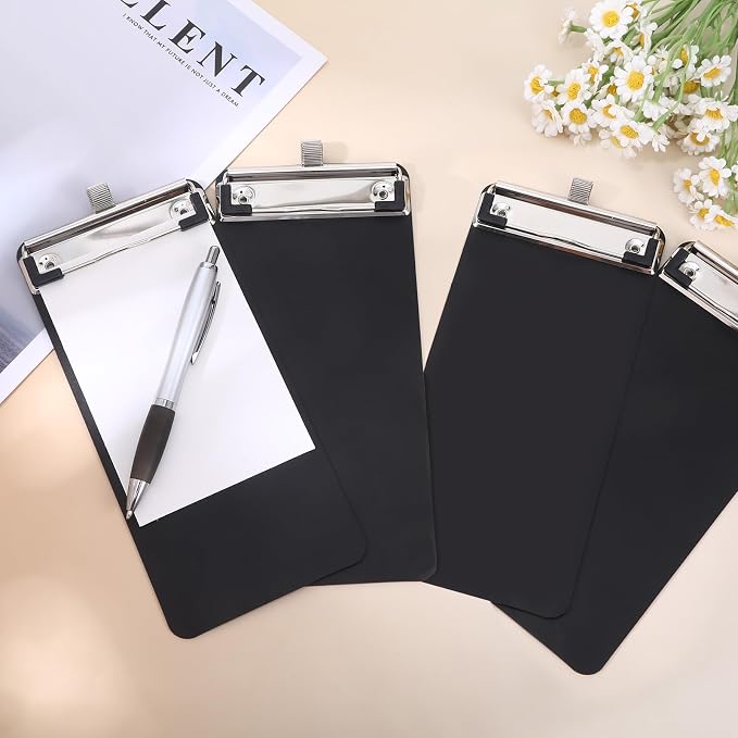 4 Pack Small Clipboards with Pen Holder 4X 8.66inch, Plastic Receipt Size Black - Image 7