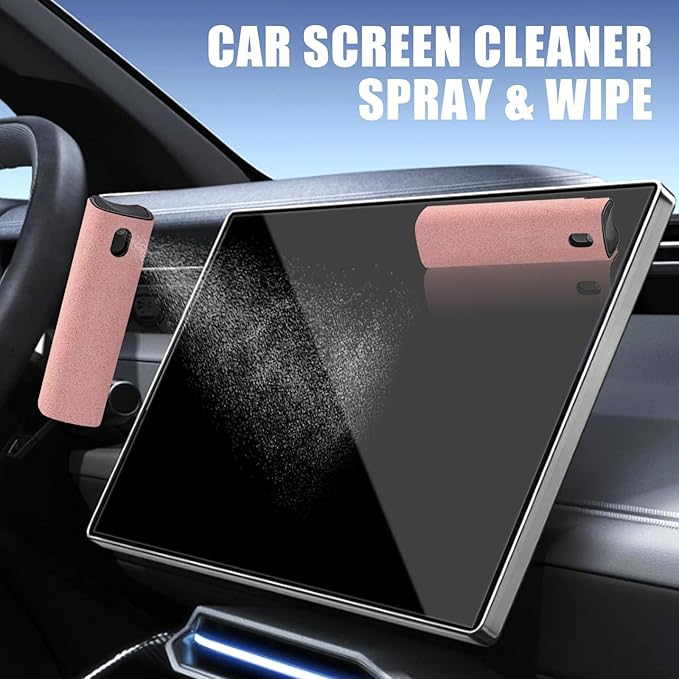 walrfid 2pcs Car Screen Cleaner, Computer Screen Cleaner Spray and Wipe, Laptop Cleaning Mist Kit for Electronic iPad, iPhone, Phone, MacBook, TV, Monitor, Tablet Display, with Graffiti Case, Pink-DeskLoop Office