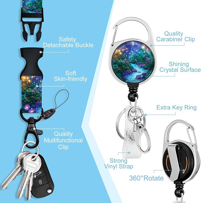Piefly Lanyards for Id Badges, Fireflies Forest Badge Holder - Image 4
