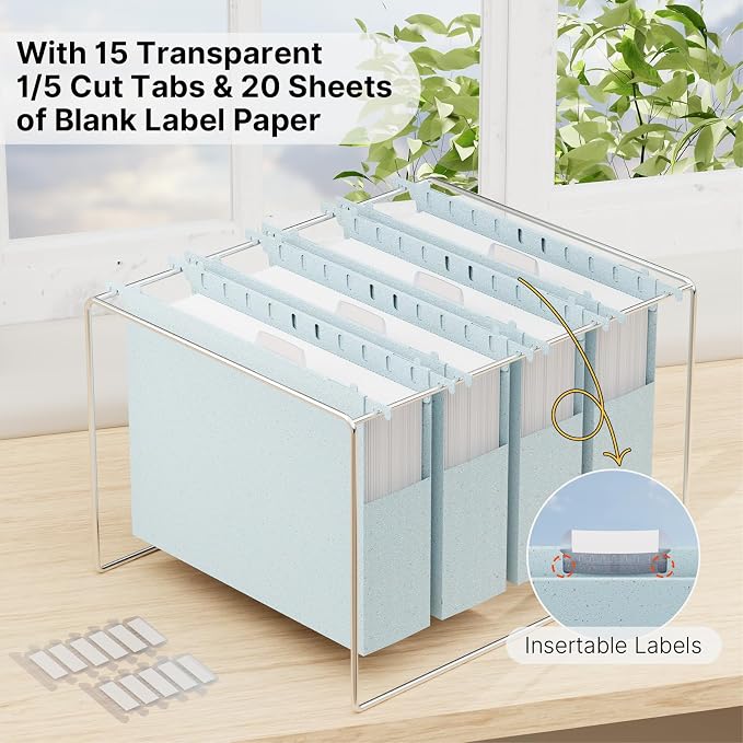 XINGIA Plastic Hanging File Folders Letter Size, 12 Pack Reinforced Hanging - Image 5