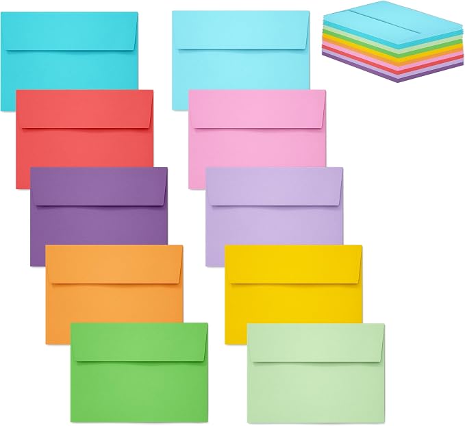Slapaflife 50 pack 4x6 envelopes, 4x6 colored envelopes by SLAPAFLIFE