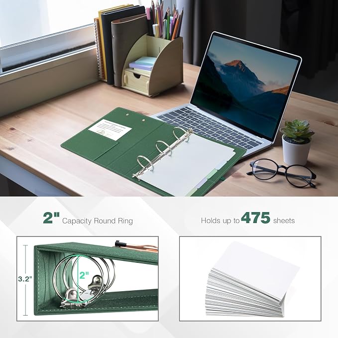 Ospelelf Mini 3 Ring Green Binder 2 inch, 5.5 x 8.5 Small Clipboard Binders - Image 4