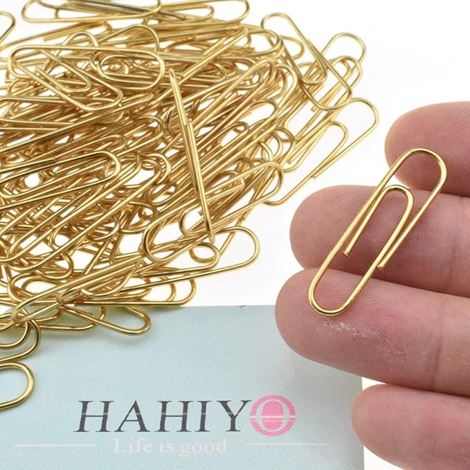 HAHIYO Paper Clips 1.3" Length Gold Paperclips Vinyl Coated Prevent Scratching by HAHIYO
