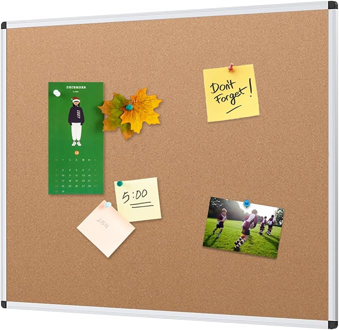 VIZ-PRO Cork Notice Board, 48 X 32 Inches, Cork Bulletin Board by VIZ-PRO
