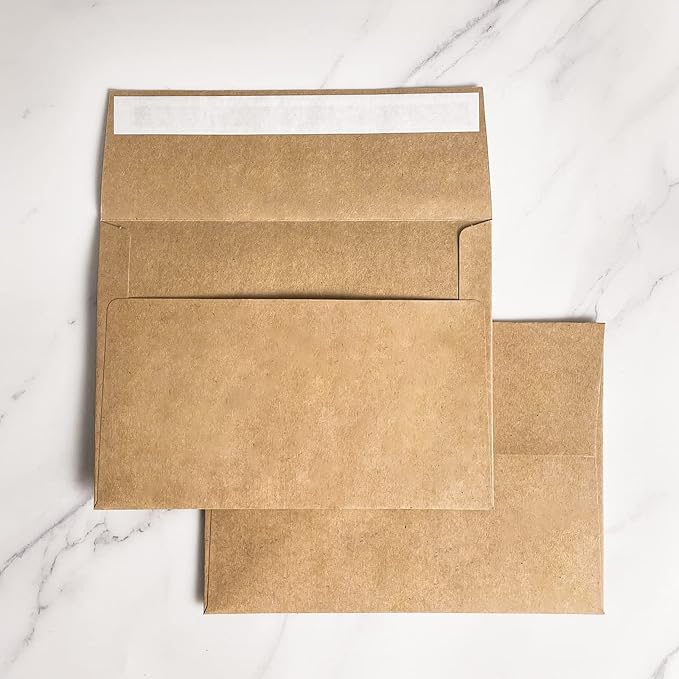 50 Pack 5x7 Envelopes for invitations Kraft Envelopes Quick Self Seal Perfect by AZAZA