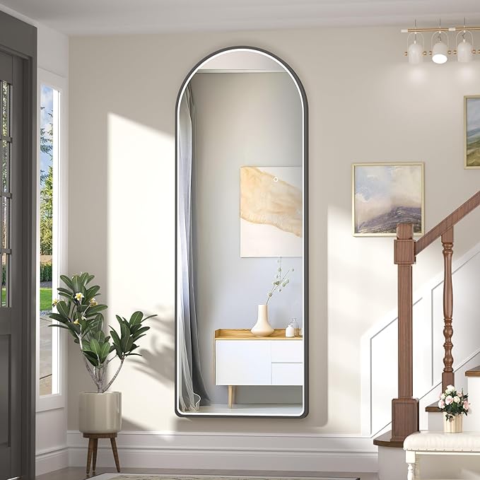 Hasipu 65" X 24" Full Length Mirror with Lights, Black Frame Arch Led Mirror Full Length and 3 Colors Temperatures & Brightness Adjustable,Light Up Mirror Full Body for Bedroom Cloakroom Living Room-DeskLoop Office