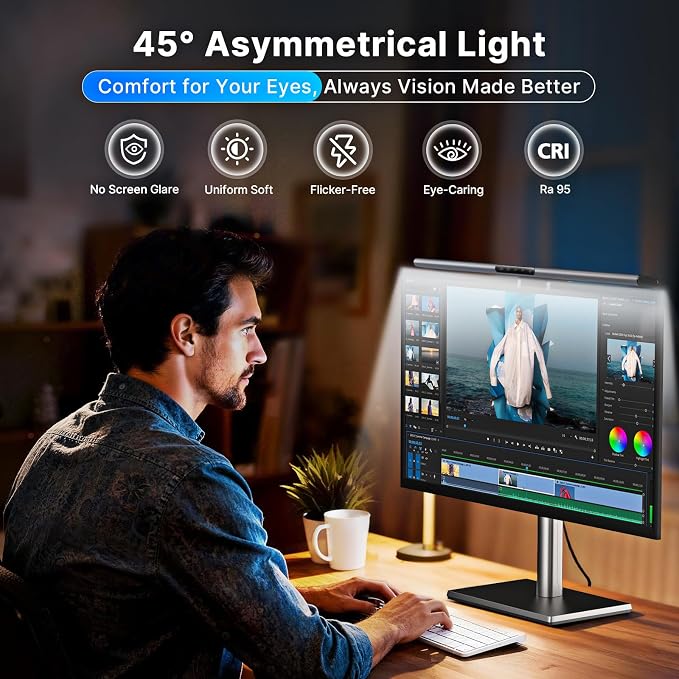 Syrinx Monitor Light Bar for Home Office & Gaming, Eye-Caring Computer Monitor - Image 2