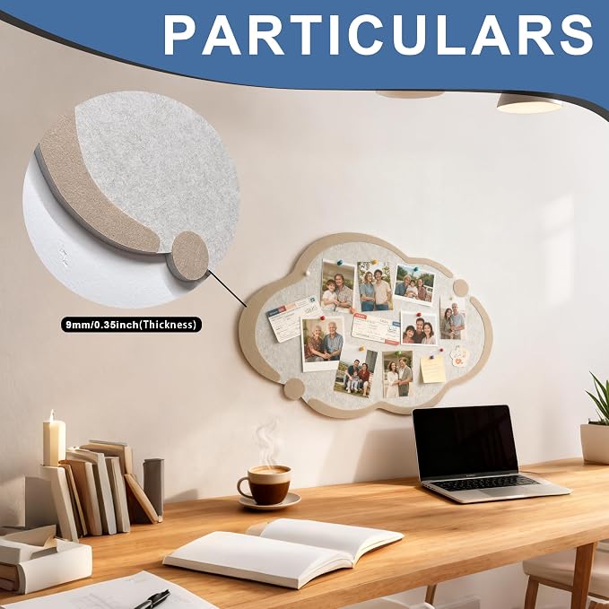 Cute Cloud Felt Board for Wall 24 x 16 Inch, Foldable Vision Board Kit - Image 5