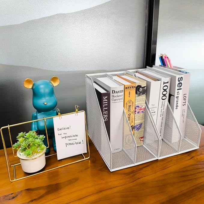 Mesh Magazine File Holder, 2 Pack Set, Desk Organizer | Sturdy metal mesh file - Image 2