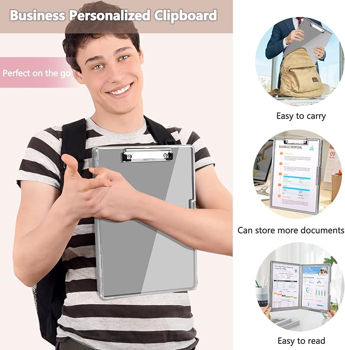 SFLHHDM Clipboard with Storage, Heavy Duty Clip Boards 8.5x11 with 2 Storage - Image 7