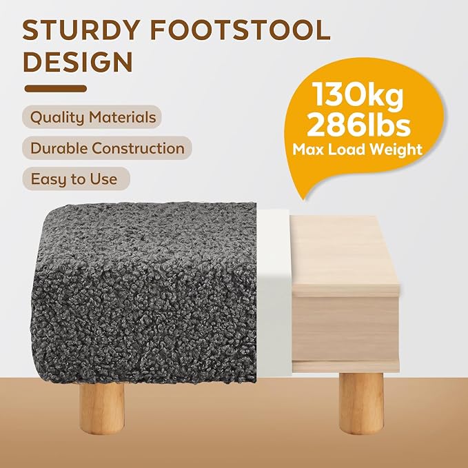 Small Foot Stool Ottoman, Sherpa Footstool Ottoman Foot Rest - Image 3