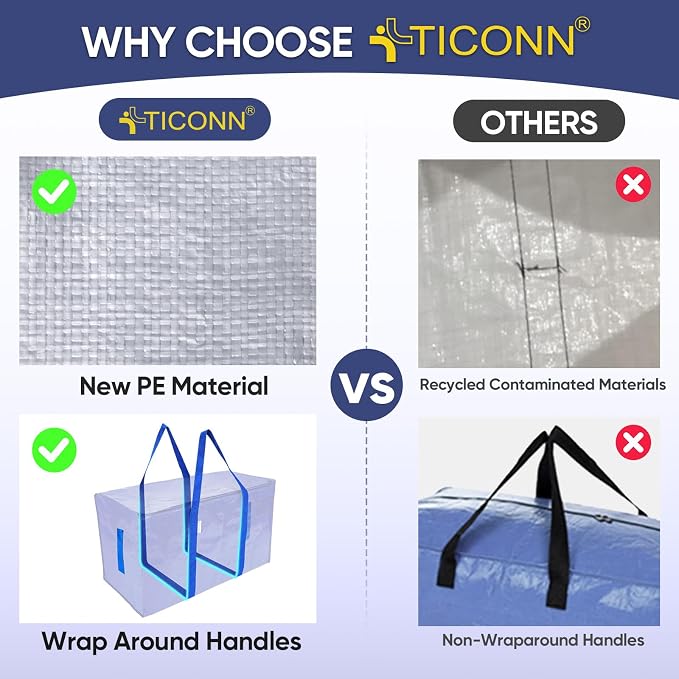 TICONN 8 Pack Extra Large Moving Bags Heavy Duty - Image 2