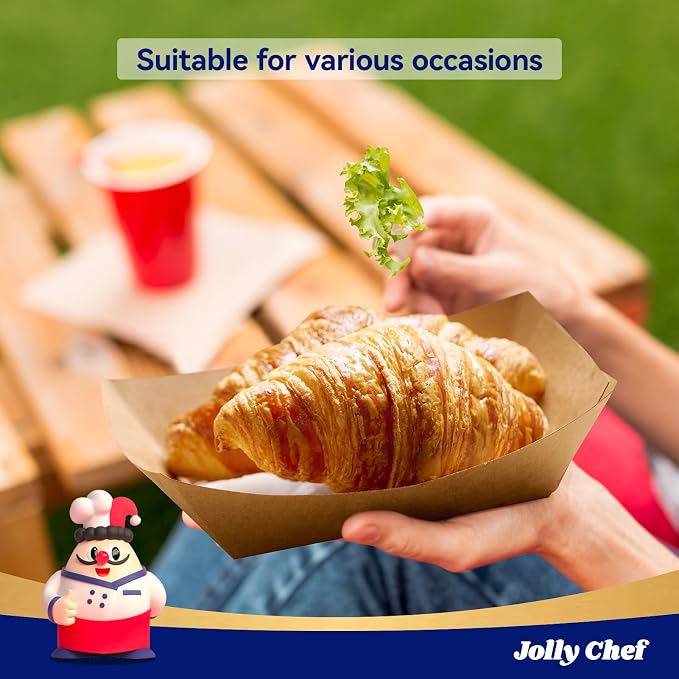 JOLLY CHEF 3lb Paper Food Trays, 250 Pack Disposable Boat, Extra Large Food - Image 5