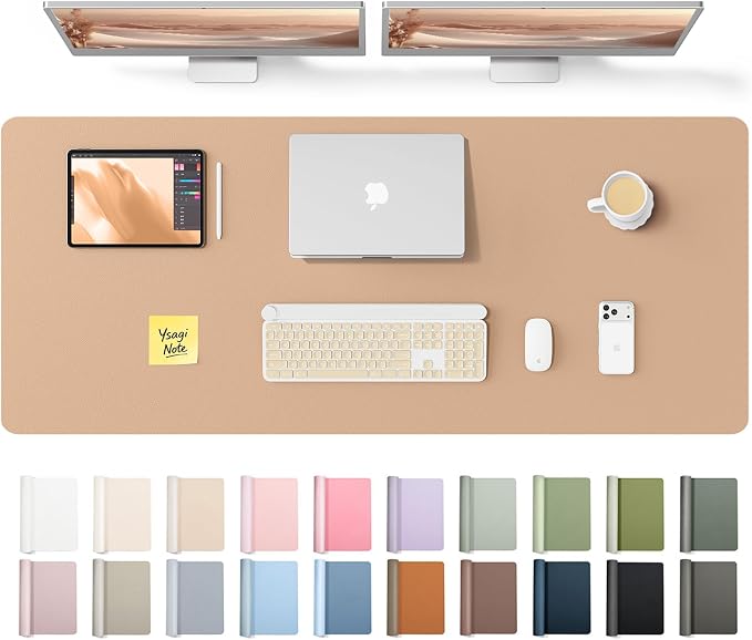 YSAGi Leather Desk Pad Protector, Office Desk Mat, Large Mouse Pad, Non-Slip PU by YSAGi