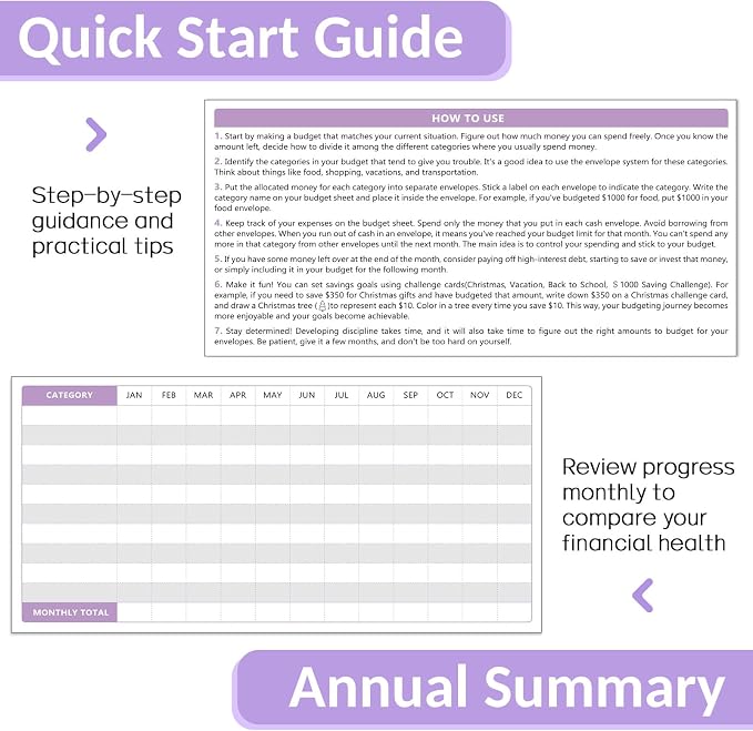 Sooez Budget Binder with Money Saving Challenge, Money Saving Binder with Cash - Image 4