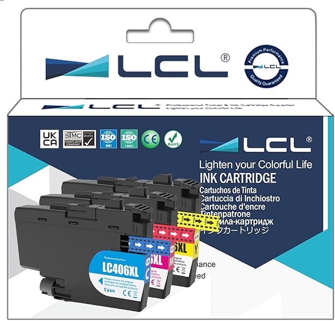 LCL Compatible LC406 LC406XLCS,LC406XLMS,LC406XLYS 3-Color High Yield Pigment Ink Cartridge Replacement for Brother MFC-J4335DW MFC-J4345DW MFC-J4535DW MFC-J5855DW MFC-J5955DW MFC-J6555DW MFC-J6955DW-DeskLoop Office
