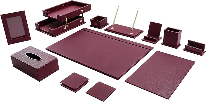RitPin Desk Set，11-Piece Leather Desk Organizer Set, Executive Office by RitPin