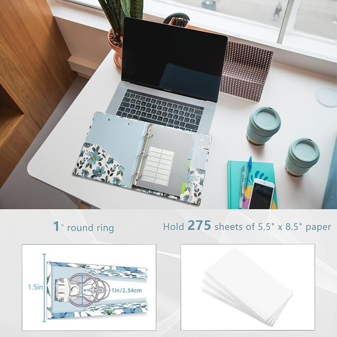 Mini Binder Organizer for 5.5" x 8.5" Paper ，1 Inch 3 Ring Binder - Image 3