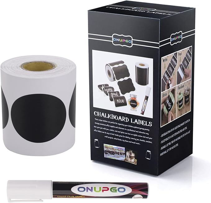 ONUPGO Chalkboard Labels-180pcs Waterproof Reusable Blackboard Stickers by ONUPGO