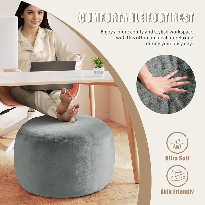 Gericco Round Pouf Ottoman Foot Rest, 29 X 18Inch Floor Poufs Footstool - Image 5