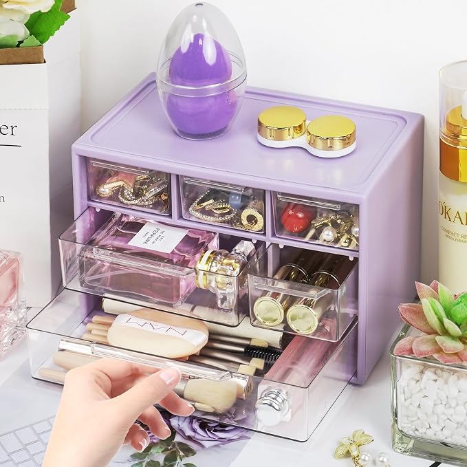 Desk Storage Organizer with 6 Mini Drawers, FODIENS Stackable Desktop Craft - Image 2