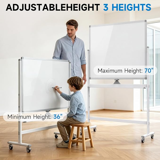 Rolling Whiteboard 48"x36" Magnetic Dry Erase Board - Image 6