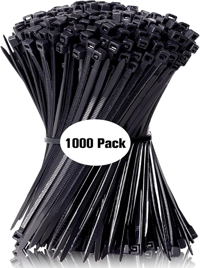 Zip Ties 8 inch, 1000 Pack Black Zip Ties, Self-Locking Nylon Cable Ties - Image 8
