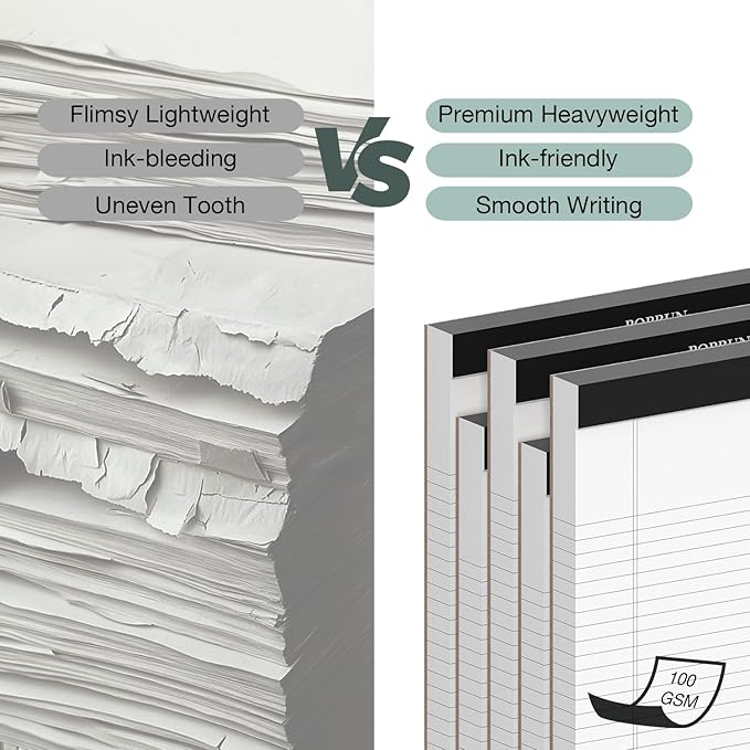 POPRUN White Legal Pads 8.5 x 11.75 College Ruled, 100GSM Writing Paper Pad - Image 2