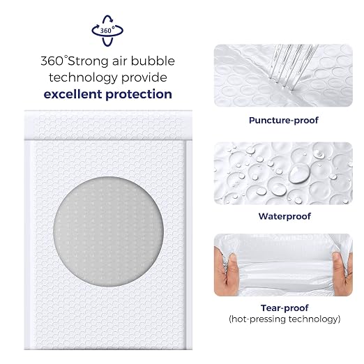 Fuxury White Bubble Mailers 10.5x16 Inch 25 Pack, Self Seal Padded Envelopes - Image 4