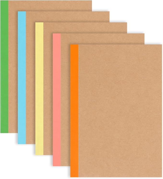 LABUK 5pcs A5 Composition Notebook Journals, Kraft Lined Notebooks Bulk by LABUK