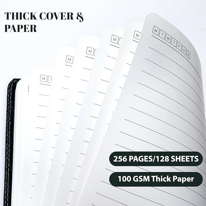 CAGIE Lined Journal for Women & Men, Tree Growth Ring Leather Bound Journal Notebook, 256 Pages 100 GSM Journals for Writing, A5 Hardcover Journaling Notebooks for Work, Note Taking-DeskLoop Office