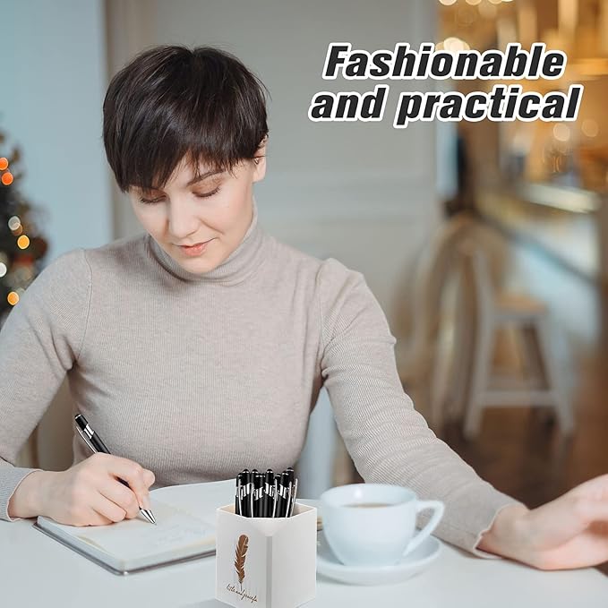 Zonon 38 Pieces Rubberized Ballpoint Pen with Stylus Tip Stylish Metal Pen Capacitive Styli with Soft Rubberized Grip, Black Ink for Most Devices(Black)-DeskLoop Office