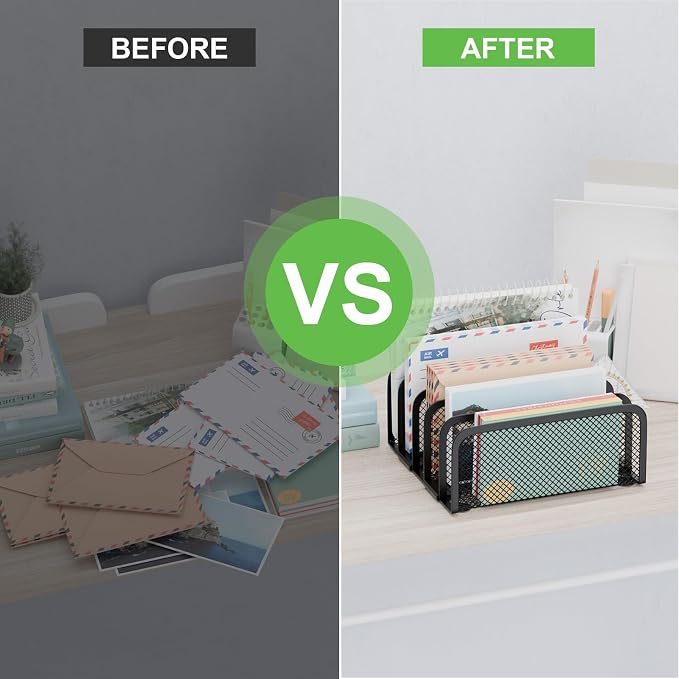 Mail Organizer Countertop, Metal File Holder - Image 4