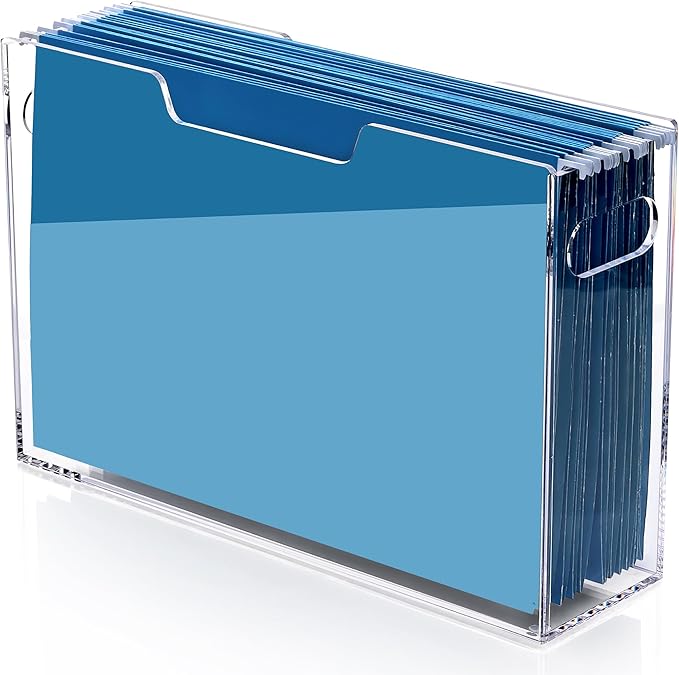 Hanging File Folder Organizer, Acrylic File Organizer Box by Tfirhuoe