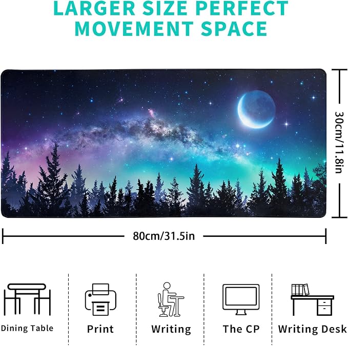 Extended Gaming Mouse Pad, XL Large Keyboard Mouse Mat Desk Pad, Stitched Edges - Image 2