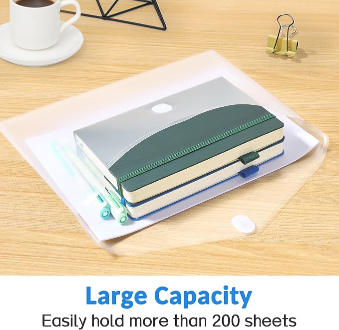 Sooez 6 Pack Plastic Envelopes File Folders, Rainforced Clear Folder Important - Image 4