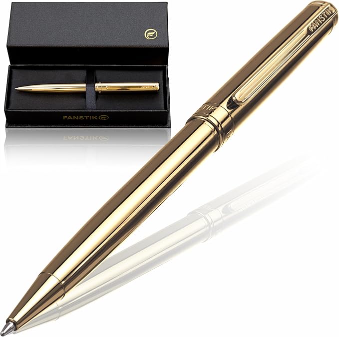 Customized Gold Luxury ballpoint pen (Made In USA) fancy gift set for women, Real 24K Gold Plating, Professional executive pen gift set for men (Lux Custom-BallPoint Gld)-DeskLoop Office