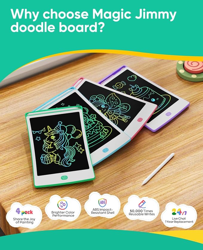 4 Pack LCD Writing Tablet, 8.5 Inch Colorful Toddlers Drawing Tablet - Image 2