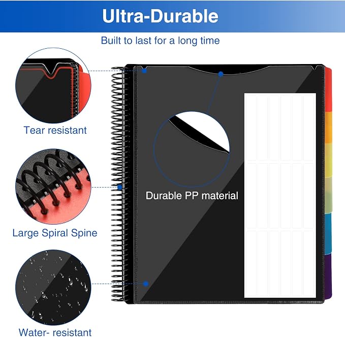 Forvencer 12 Pocket Project Organizer, 1/6-cut Tab Binder Organizer - Image 3