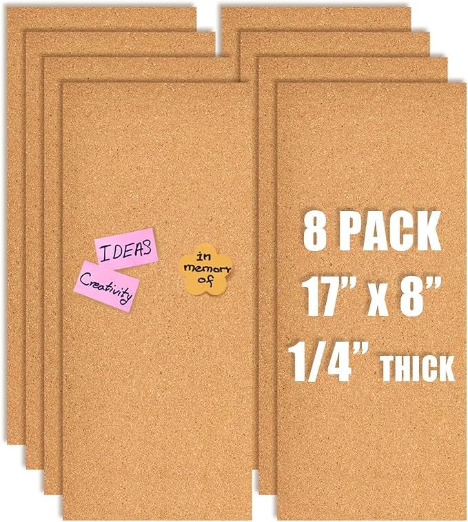 17x8 Cork Board Tiles Bulletin Board, 1/4" Thick Self-Adhesive Cork Boards by Aitakatta