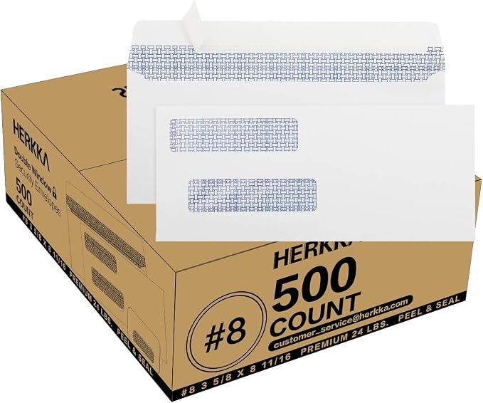 #8 Double Window Security Check Envelopes, No.8 Double Window Bussiness by HERKKA